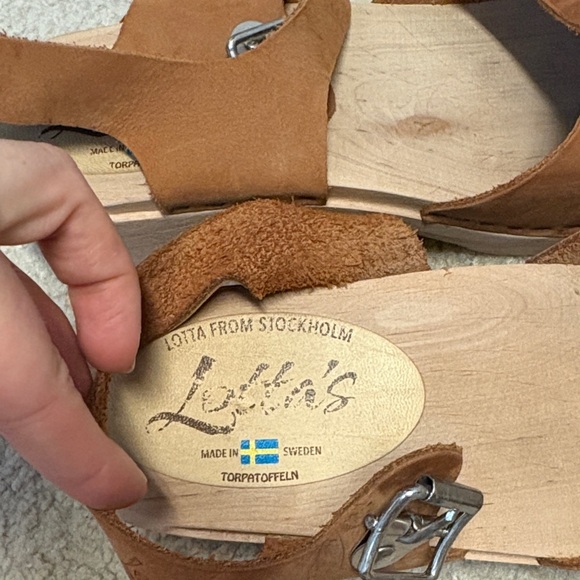 Leather Clog Sandals with Buckle - Picture 2 of 4